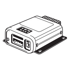 Poster - Detailed black and white illustration of an electronic control module or device