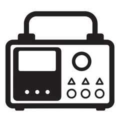 Poster - Minimalist vector illustration of an electronic device with display and control buttons in black and white