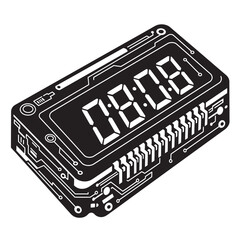 Poster - Vector illustration of a modern electronic digital display showing the time zero eight zero eight