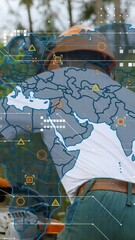 Poster - Animation of world map over lumberjack