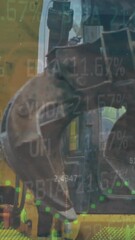 Poster - Animation of financial data processing over delivery man loading up car outside of warehouse