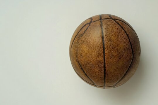 high definition view of top view of new basketball with copy space