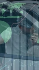 Poster - Animation of data processing over man getting out of car