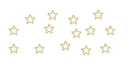 Aufkleber - A scattering of gold outlined star shapes on a white background plain