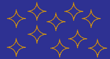 Aufkleber - A pattern of golden star shapes on a deep blue background design art