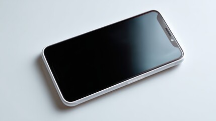 Poster - Smartphone with blank screen lying flat on white background
