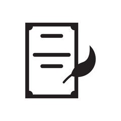 Poster - Signed document silhouette. Official document icon with feather pen, symbolizes legal writing.