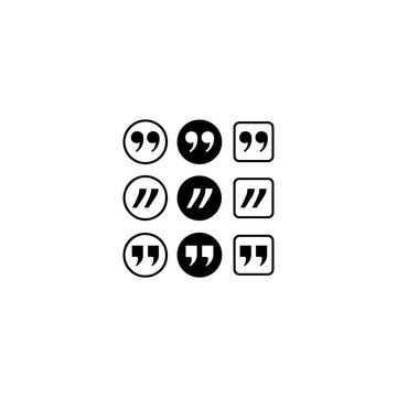 Quote mark icon set for conversation or definition. Quote speech symbol vector illustration. 