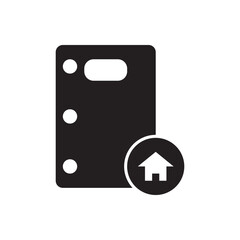 Poster - Notebook with home icon. School notebook with house icon, symbol of home study.