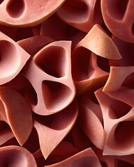Poster - papaya carved in grid pattern of lotus petals, top-lighted in food styling scene.