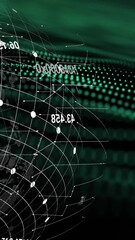Poster - Animation of data processing over spinning globe and green digital wave against black background