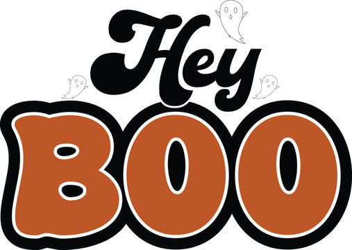 Hey Boo Halloween T-Shirt Design – Cute Ghost and Bold Text Graphic for Spooky Season