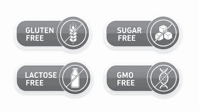 Set of vector badges showing the text 