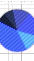 Poster - Animation of blue color rotating pie chart over grid pattern against white background