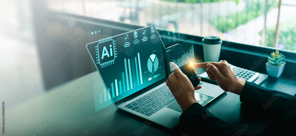 Artificial Intelligence AI technology for data analysis and business ...