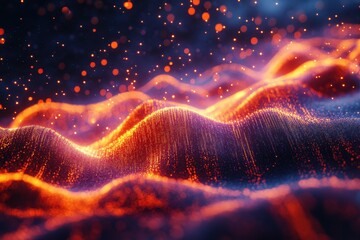 Poster - Captivating abstract technology background depicting vibrant data streams and cloud formations in motion, Abstract technology background Data stream or cloud computing seamless