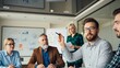 © Imam - Young professionals in casual attire discussing ideas in a modern office meeting room. Teamwork and strategy during business presentation.