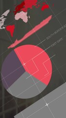 Poster - Animation of multicolored infographic interface over modern cityscape against sky