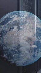 Poster - Animation of a globe against computer server room