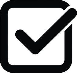 A check mark in a box is isolated on white background