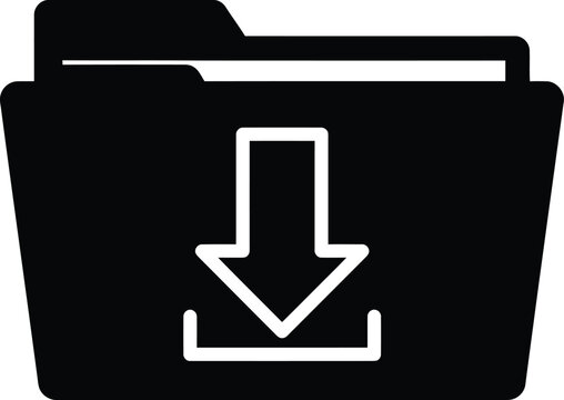 A download folder icon with an arrow pointing down, isolated on white background