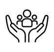 © AB STOCKER - Caring hands holding a group of people icon for community support and inclusion.