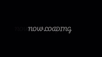 Now loading text is displayed in a unique script style, against a plain black background for a digital or technological visual.