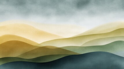 Poster - Abstract landscape with soft, flowing hills in muted colors, evoking tranquility and nature