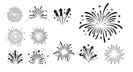Poster - Festive fireworks silhouettes create a celebratory and dynamic graphic element for designs and holidays.