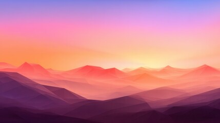 Poster - Abstract landscape with colorful gradients at sunset, showcasing layered mountains and soft hues