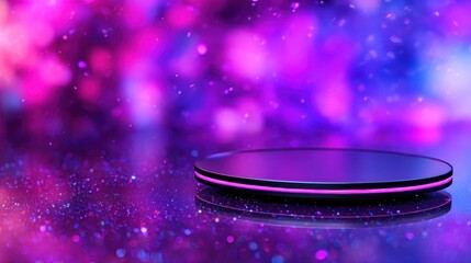 Poster - A sleek, reflective surface surrounded by vibrant, colorful bokeh lights creating a dynamic atmosphere