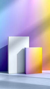 Blank Books Product Showcase on Pastel Gradient Background