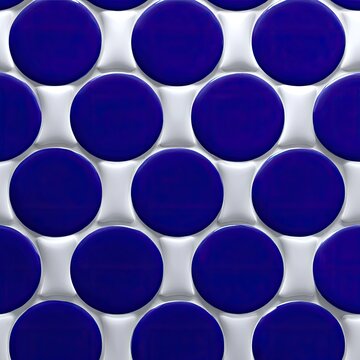 Blue and White Circular Tile Pattern