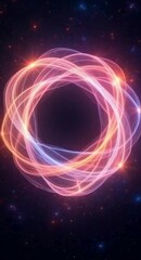 Poster - Abstract Energy Portal with Glowing Rings in Space Background Blue and Orange Light Futuristic