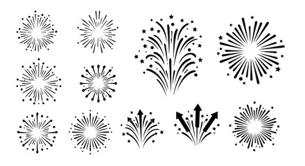 Poster - Beautiful set of firework burst graphics, ready to add sparkle to your designs, celebrations, and special occasion projects, silhouette