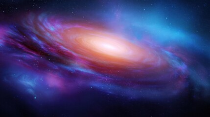Wall Mural - Vibrant spiral galaxy with swirling colors and luminous core set against a cosmic backdrop