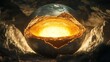 © Ender Smart - Glowing molten core within a spherical rock formation.
