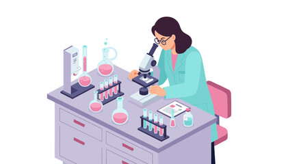 Poster - Scientific laboratory research vector illustration in flat style for educational poster design