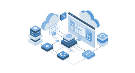 Poster - Cloud computing technology concept vector illustration for digital data management and network communication design