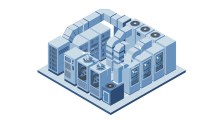 Poster - Isometric data center design vector illustration for tech theme