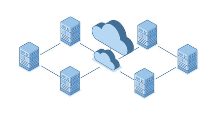 Poster - Cloud computing network concept vector illustration for technology systems design in isometric style
