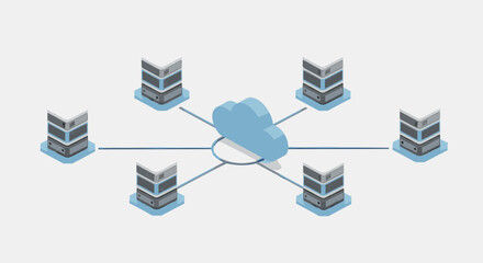Poster - Cloud computing network vector illustration for tech design in isometric style