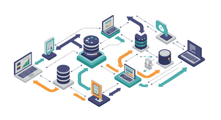 Poster - Data network infrastructure vector illustration for technology and communication design