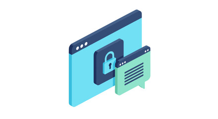 Poster - Secure communication concept vector illustration in isometric style for digital design