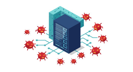 Poster - Cybersecurity threats concept: isometric vector illustration for it security awareness
