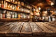 © The - Wooden Counter in a Cozy Bar Interior