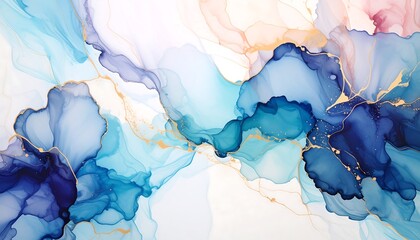 Poster - Abstract alcohol ink art with gold veins.