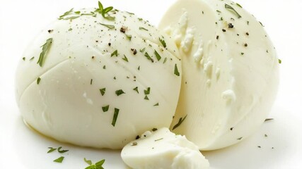 Poster - A simple dish featuring melted cheese, fresh herbs, and a white plate