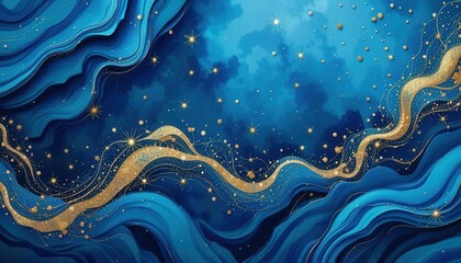 Aufkleber - Create beautiful computer monitor backgrounds with stunning blue and gold abstract design