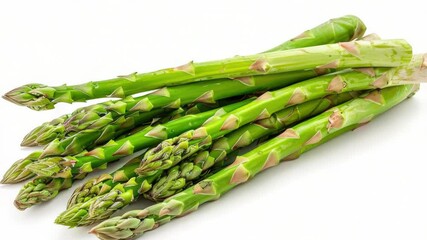 Poster - Asparagus arranged neatly on a white surface, ready for use or display